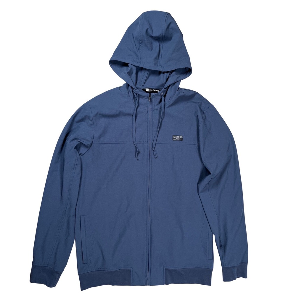 Travis Mathew Full Zip Hoodie Men Medium Blue Performance Stretch Activewear